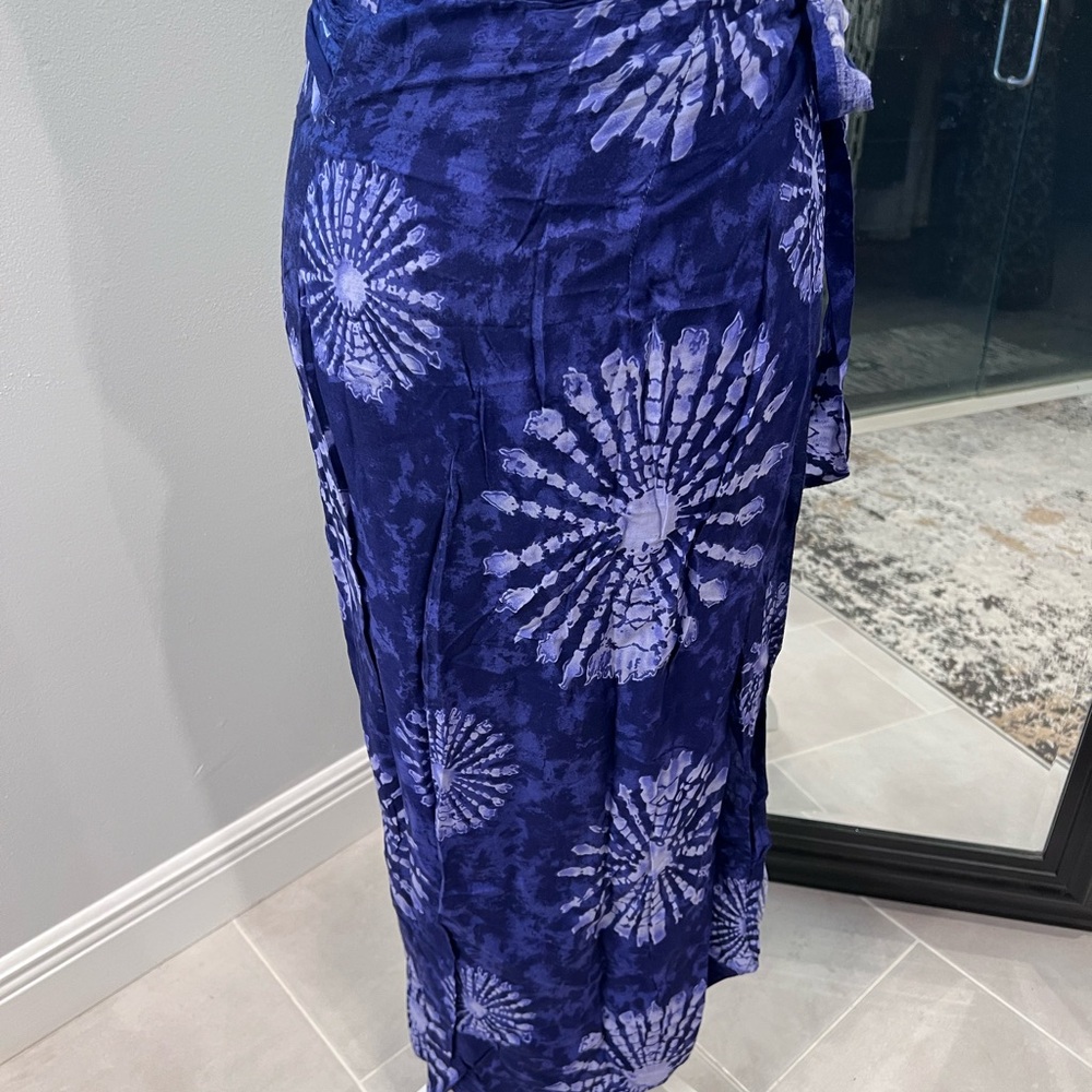 Blue Tie-Dye Sarong Cover-Up